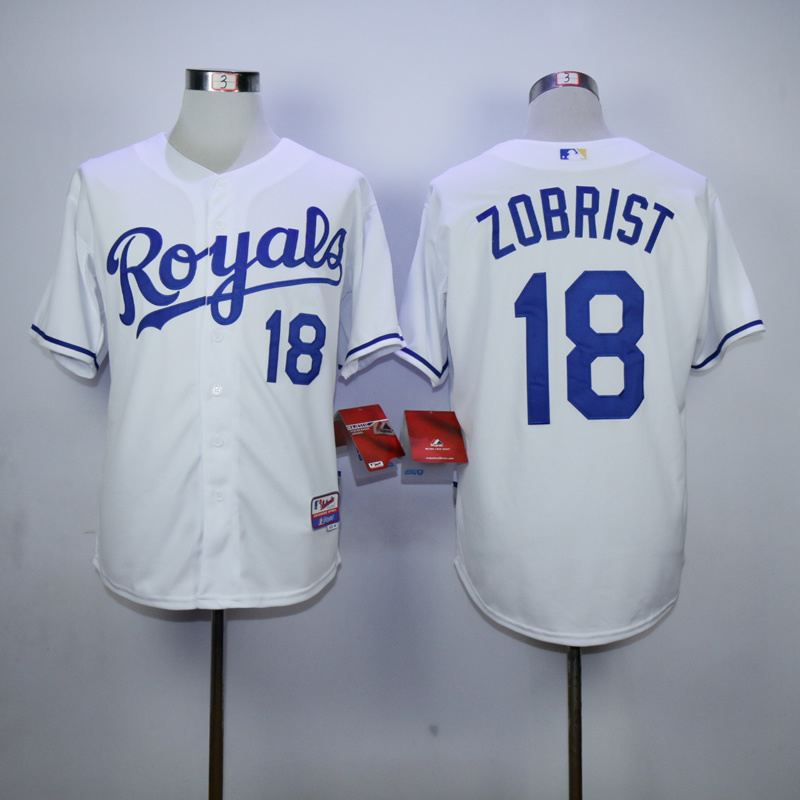 Men Kansas City Royals #18 Zobrist White MLB Jerseys->kansas city royals->MLB Jersey